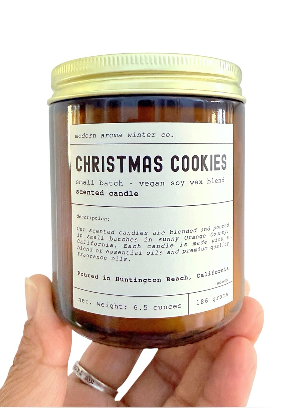 Leoben Company Christmas Cookies Luxury Scented Candle - Amber Jar, Cream Lid